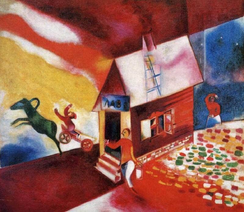 The Burning House, 1913 - by Marc Chagall