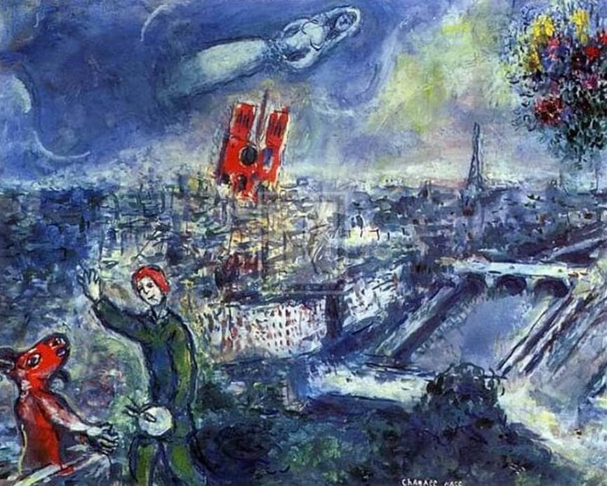 View of Paris, 1969 - by Marc Chagall